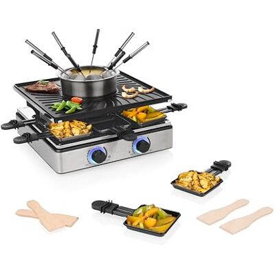 Princess Raclette e Fonduta 5-in-1, 8 Persone, Doppio Termostato, Pentola 1,3 L, Rivestimento PFAS-Free, Parti Removibili, 1800 W, 162670 Princess Raclette e Fonduta 5-in-1, 8 Persone, Doppio Termostato, Pentola 1,3 L, Rivestimento PFAS-Free, Parti Removibili, 1800 W, 162670