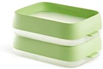 Lékué Set 2 Reusable Seal Tray, Vassoio di conservazione Riutilizzabile 2 a, Verde, 22x15x5 cm