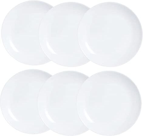 Luminarc , Set di 6 piatti da dessert in vetro opale extra resistente, 19 cm, colore bianco