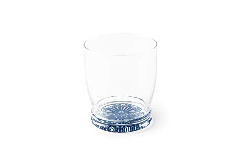 Excelsa Boheme Blue Set 6 Bicchieri Acqua con Fondo Decorato, 340 milliliters, Vetro