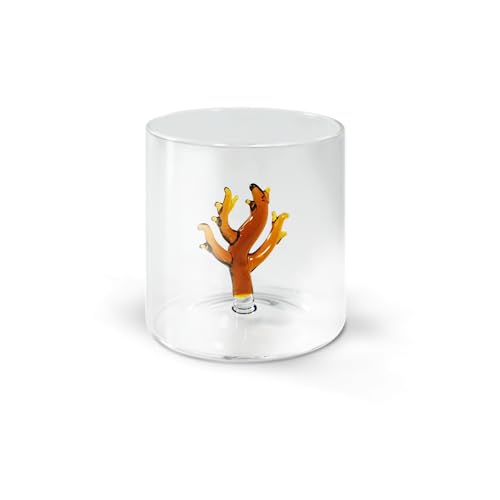 Western Digital Bicchiere in vetro borosilicato. Capacità 250 ml. Decoro corallo.