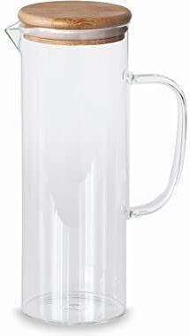 LACOR Brocca d'acqua in vetro borosilicato Piano in bambù filtro filtro Perfetto per limonata, caffè freddo, tè lavabile in lavastoviglie 1L.