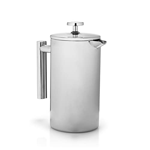 Sjöstrand Coffee Concept Sjostrand Caffettiera French Press 800 ml in acciaio inox (caraffa sottovuoto a doppia parete, filtro in acciaio inox, facile da pulire) Acciaio/Argento