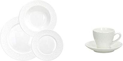 Tognana Servizio tavola 18 Pezzi Margaret, Porcellana, Bianco & Set 6 tazzine caffe Margaret, Porcellana, Bianco