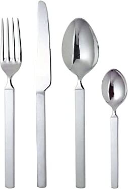 Alessi Servizio Posate Design in Acciaio Inox 18/10 Bright con Manico Opaco, 4 Pezzi