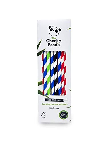 Panda – Cannucce di Carta Multicolore in Bambù   Confezione da 100 Cannucce   100% Biodegradabili, Senza Plastica, Ecologiche, Resistenti e Sostenibili