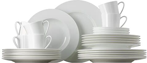 Rosenthal Jade Servizio da tavola in Porcellana fine Bone China, 30 Pezzi, Colore: Bianco