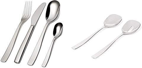 Alessi KnifeForkSpoon AJM22S24M Servizio Completo di Posate di Design, 24 Pezzi in Acciaio Inox & Ajm22/14 Knifeforkspoon Posate Per Insalata In Acciaio Inossidabile 18/10 Lucido.