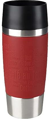 Emsa Travel Mug Bicchiere Termico con Chiusura Quick Press, Acciaio Inossidabile, Rosso, 0,36 L