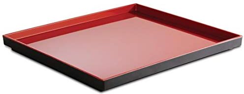 APS GN 1/2 vassoio – Asia Plus in melamina 32,5 x 26,5 x 3 cm, dimensioni interne: Rosso, lucido, esterno: Nero, Opaco