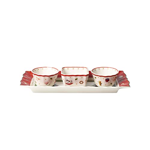 Villeroy & Boch Toy's Delight Dip-Set, 4 Pezzi, Porcellana, Bianco/Multicolore, 26x12x5 cm, 4 unità