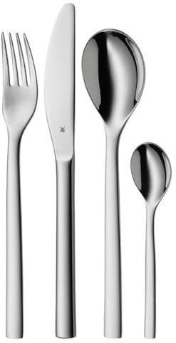 WMF Nuova Set di posate per 1 persona, 4 pezzi, posate per 1 persona, coltello monoblocco, acciaio inox Cromargan lucidato, lavabile in lavastoviglie