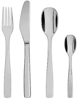 Alessi KnifeForkSpoon  Servizio Completo di Posate di Design, 24 Pezzi in Acciaio Inox