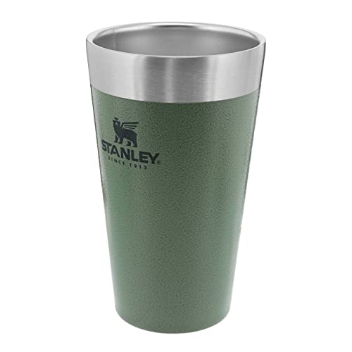 Stanley Adventure Stacking Beer Pint 0.47L Hammertone Green Mantiene la Birra Fresca per 4 Ore Pinta di Birra in Acciaio Inossidabile Lavabile in Lavastoviglie