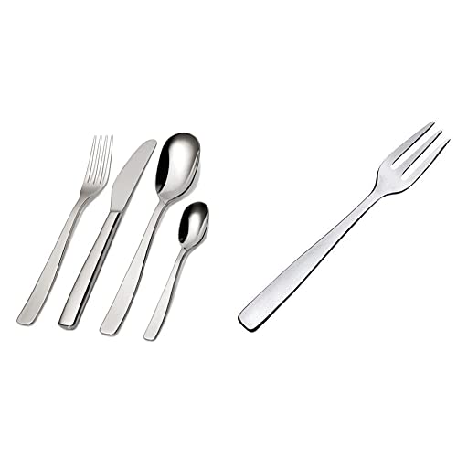 Alessi Knifeforkspoon Ajm22S24M Servizio Completo Di Posate Di Design, 24 Pezzi In Acciaio Inox & Ajm22/16 Knifeforkspoon Forchetta Da Dolce, In Acciaio Inossidabile 18/10 Lucido, Set Da 6