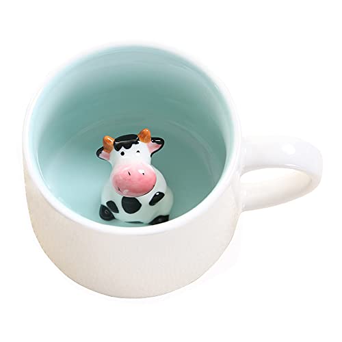 BigNoseDeer Simpatica tazza da caffè mucca, tazza in ceramica con animale 3D, ciotola mattutina per tè, latte, bevanda mattutina e matrimoni, compleanni Regalo tazza di Natale