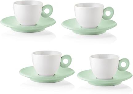 Guzzini EVERYDAY Set 4 Tazzine da Caffè con Piattino Verde Malva