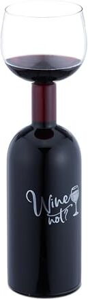 Relaxdays Bottiglia con Bicchiere da Vino, Calice Gigante in Vetro XL, Scritta Divertente, Regalo, 750 ml, Trasparente