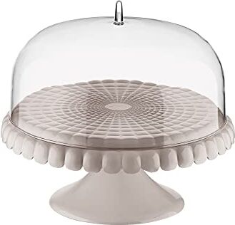 Guzzini Tiffany, Alzata con Campana Piccola, Tortiera con Coperchio Grigio Tortora, Ø 30 x h27 cm