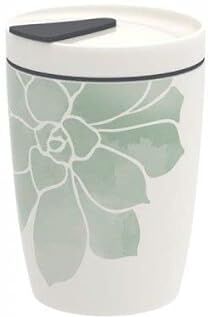 Villeroy & Boch Tazza Coffee to Go – Suculente – Porcellana – Bianco/Verde – 290 ml