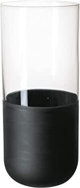 Villeroy & Boch Manufacture Rock set di bicchieri da long drink, 4 pz., cristallo con fondo nero opaco, capacità 300 ml