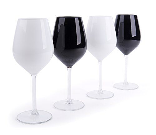 Excelsa Color Wine Set 4 Calici Vino, Bianco e Nero, 4 unità