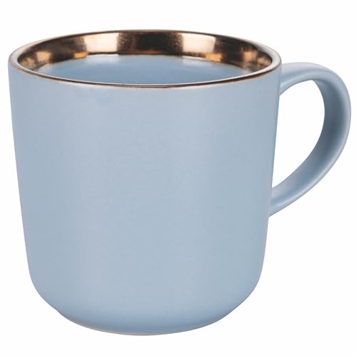 Tivoli Set 4 Mug 400 ml in gres, bordo effetto metallizzato, azzurro polvere, Bilbao