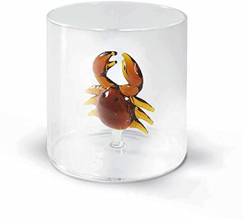 Western Digital Bicchiere in vetro borosilicato. Capacità 250 ml. Decoro granchio.