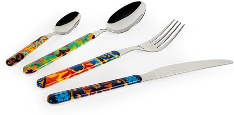 Excelsa New Delhi Set 24 Posate, Acciaio INOX, Manico in Plastica