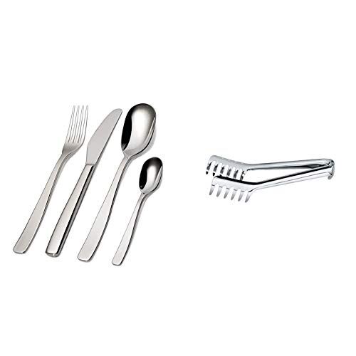 Alessi KnifeForkSpoon AJM22S24M Servizio Completo di Posate di Design, 24 Pezzi in Acciaio Inox & 502 Molla Per Spaghetti Di Design In Acciaio Inox.