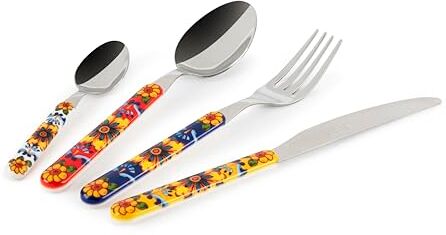 Excelsa Trinacria Set 24 Posate, Acciaio INOX, Manico in Plastica