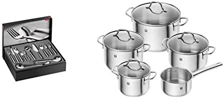 ZWILLING 07030-338-0 Set di Posate, Acciaio Inossidabile & 71030-000-0 Set di Pentole, 18/10 Steel, Acciaio Inossidabile