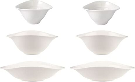 Villeroy & Boch Vapiano tris di ciotole, 6 pz. Set di stoviglie, adatto per due persone, porcellana Premium, lavabili in lavastoviglie e utilizzabili nel microonde, bianco