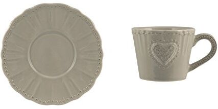 H&H set 6 tazze caff celine in stoneware con piatto grigio cc100