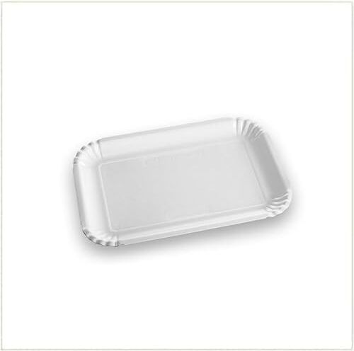 VIRSUS Vassoi per Pasticceria in Cartone POLITENATA BIANCO, (Misura 3) 23,5x17 cm, Navetta Monouso per Dolci, Pasticcini, Rustici, Torte, 5CF x 20Pz (100)