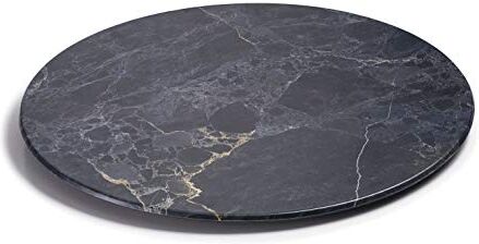 LACOR Round Tray Stone D35X3CM  -Bandeja Rotondo Senza BPA, Finitura in Marmo, Ø 35 x 3 cm, Melamina, Black