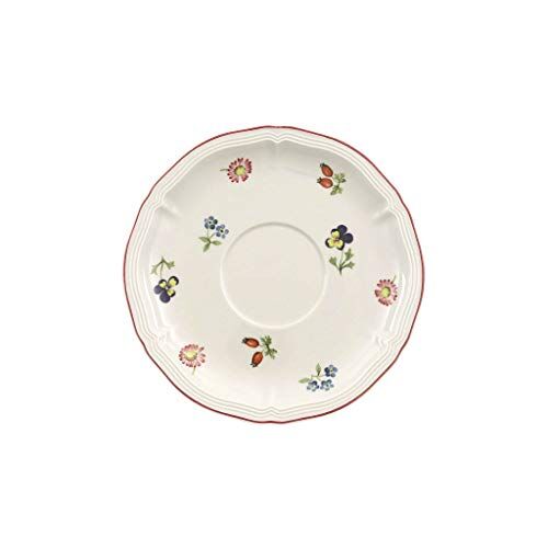 Villeroy & Boch Petite Fleur Piattino Tazza, Porcellana Premium con Fini Rilievi e Motivi di Fiori e Frutti, Bianco/Multicolore, 17 cm