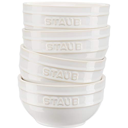 STAUB Ceramique Set di 4 ciotole in ceramica, 12 cm, 0,4 litri, colore: Bianco avorio