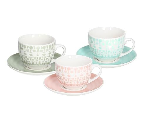 Tognana Gipsy Soft, Set 6 Tazze da Tè con Piattino, Porcellana Multicolore, cc 270