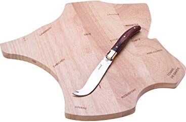 LAGUIOLE Vassoio in Legno di gomma con Coltello da Formaggio acciaio inossidabile marrone