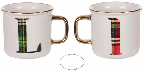 Tivoli Tazza 300 ml in new bone China, tartan, Monogram L