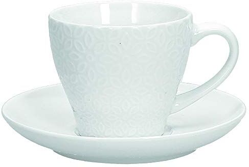 Tognana Margaret, Confezione 6 Tazze the con piatto 210 cc, New Bone China, bianco