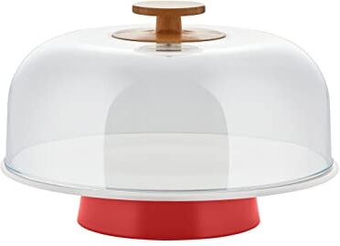 Alessi Alzata di Design, Porcellana,PMMA,Legno di bambù, Rosso