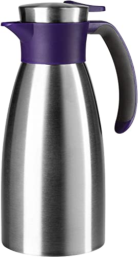 Emsa Soft Grip Caraffa Termica, Chiusura QuickTip, Acciaio, Mora, 1,0 L