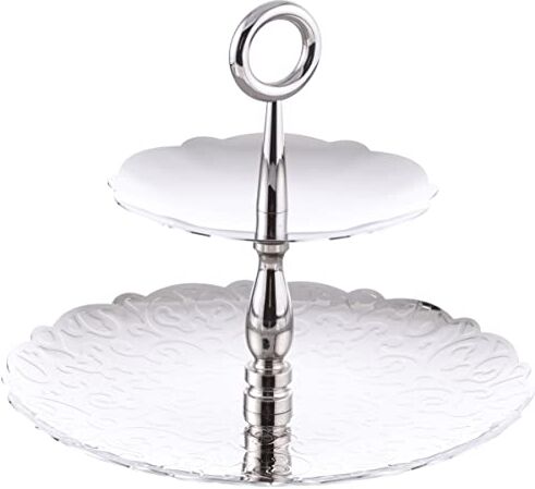 Alessi Dressed for X-mas Alzata a Due Elementi con Decoro a Rilievo, Acciaio Inossidabile, Argento, 25x25x21.00 cm