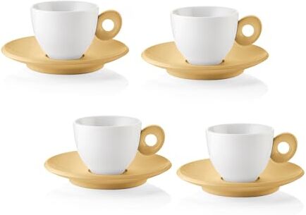 Guzzini EVERYDAY Set 4 Tazzine da Caffè con Piattino Giallo Senape