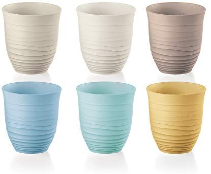 Guzzini Tierra, Set di 6 Bicchieri Bassi, Tumbler in Plastica Riciclata Multicolore, Ø 9xh9,5 cm   350 cc 0352