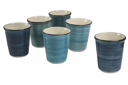 Tivoli Baita Set 6 Bicchieri Acqua, Ceramica, Sfumature di Blu