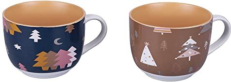 Tivoli Set 2 Tazze Colazione Jumbo 520 ml in New Bone China, Nude Xmas, Multicolor, Medium