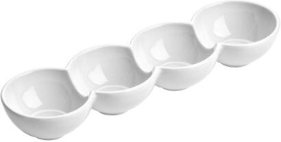 PREMIER Housewares  Piatto Spuntino, 4 Sezioni, in Porcellana, Bianco